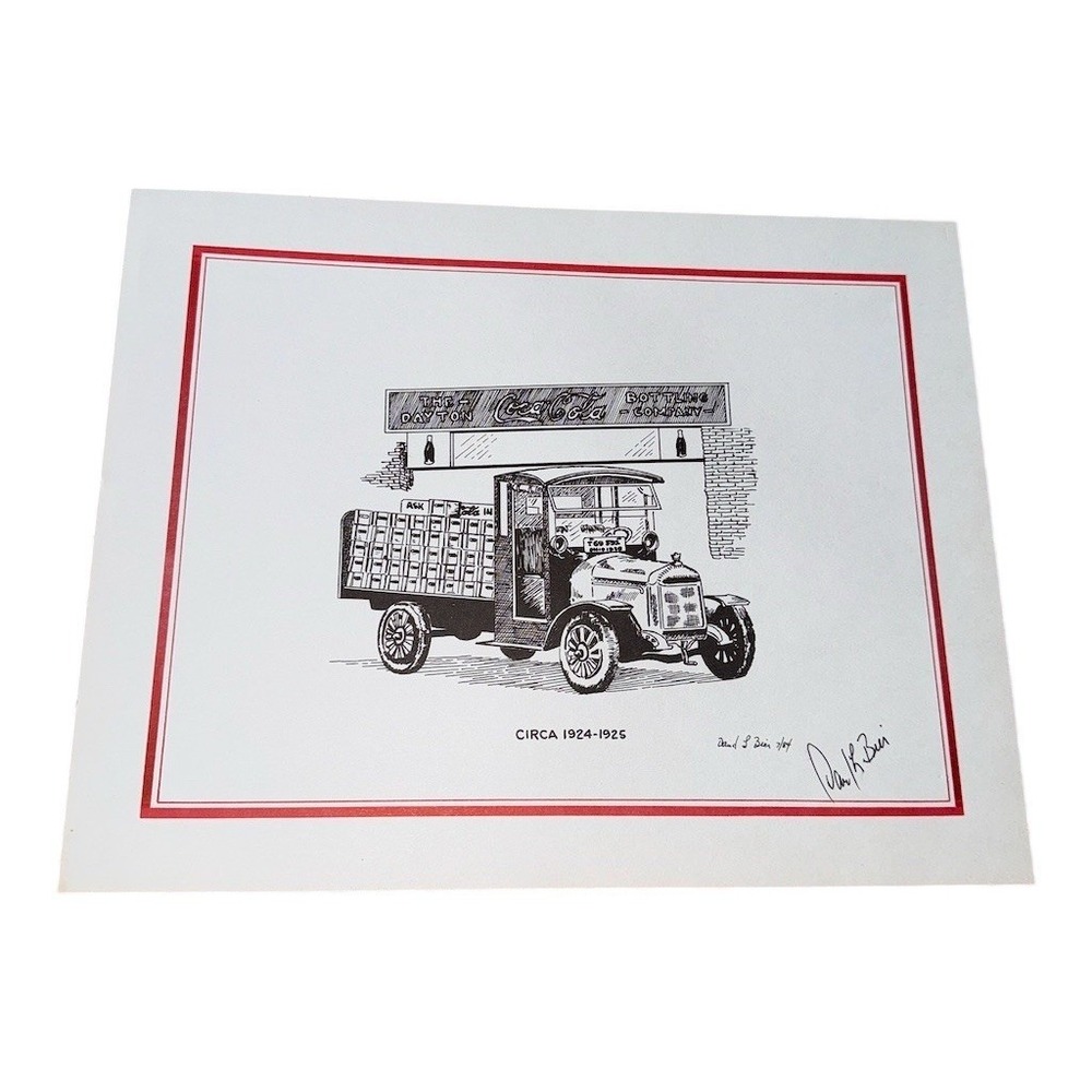 Coca-Cola Bottling Co Dayton‎ Vintage Truck Art Print Signed 14x11 Unframed